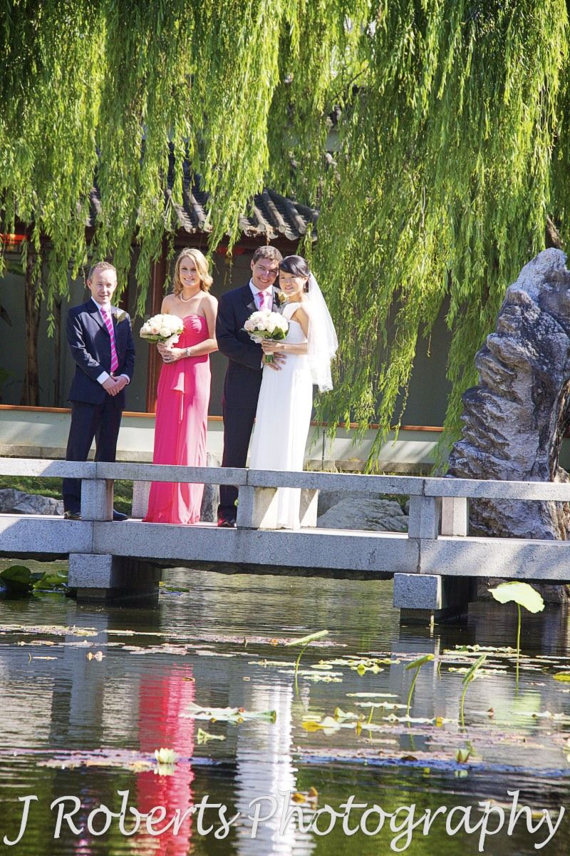 Bridal party of four in the chinese gardens - wedding photography sydney